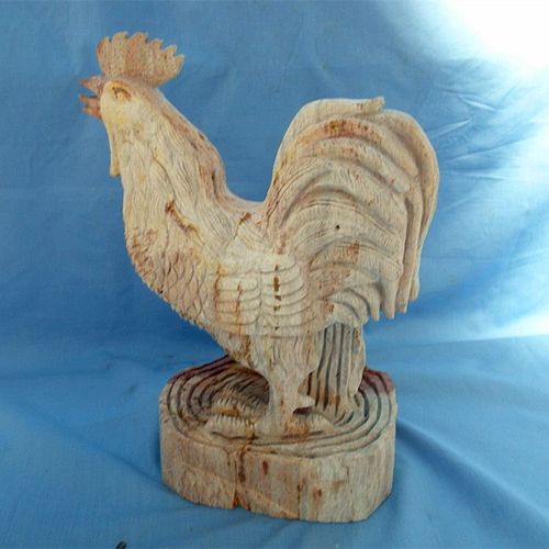 厂家雕刻天然木化石公鸡摆件 印度尼西亚天然木化石摆件品